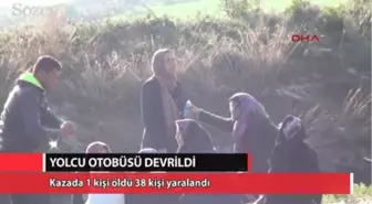 Çorum'da Yolcu Otobüsü Devrildi