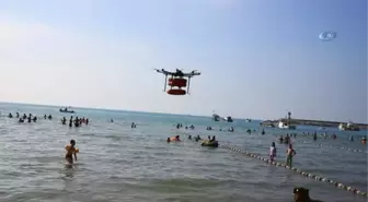 İstanbul Sahillerinde Denize Giren Vatandaşlar İçin Drone'lu Kurtarma Ekibi