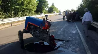 İkiye Bölünen Traktörün Sürücüsü Yara Almadan Kurtuldu