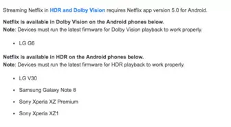 Galaxy Note 8 ve Xperia Xz1 Netflix Hdr Desteği Sunucak