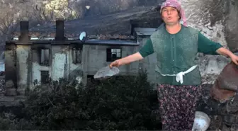 Muğla'daki Yangında Evi Yanan Kadın, Küle Dönen Yuvasını Terk Etmiyor
