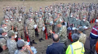 Bozüyük'te Yangın Alanına Asker Desteği