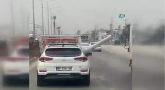 Jeep ile Trafikte Boru Taşımacılığı