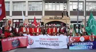 Uşak'tan Sınıra Gönderilen Destekler Mehterle Uğurlandı