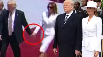 Macron'u Karşılama Töreninde Kriz! Melania, Trump'ın Elini Bırakıp Geriden Yürüdü