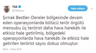 Tsk: 'Şırnak'ta Etkisiz Hale Getirilen Terörist Sayısı 9'a Ulaştı'