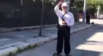 Yaşlı Adamın 'Hoverboard' Keyfi