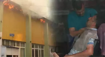 Berber, Çatısında Çıkan Yangına Aldırış Etmeden Tıraşa Devam Etti