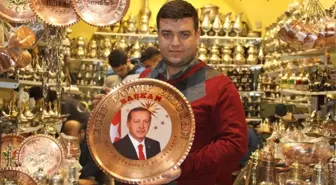 Cumhurbaşkanı Erdoğan İşlemeli Bakır Tepsilere İlgi