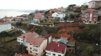 Havadan Fotoğraflarla) - Sarıyer'de Yol Çöktü, Mahalle Sakinleri Tedirgin