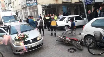 Gelin Arabası ile Motosiklet Çarpıştı: 1 Yaralı