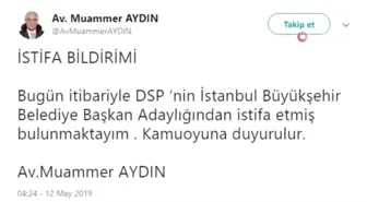 DSP Adayı İstanbul Büyükşehir Belediyesi Seçiminden Çekildi