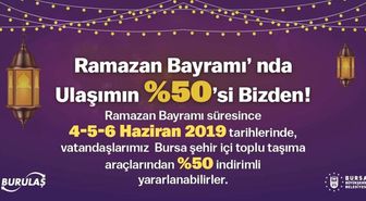 Bursa'da bayramda ulaşıma yüzde 50 indirim