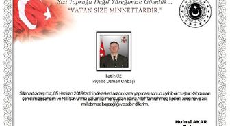 Bakan Akar, şehit asker için başsağlığı mesajı yayımladı