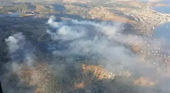 Dikili'deki orman yangını yazlık siteleri tehdit ediyor (4)