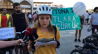 Kadıköy Adalar İskelesinde atlar için bisikletli eylem