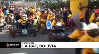 Bolivya'da yüzlerce çocuk aileleri ile birlikte tornet arabası yarışına katıldı