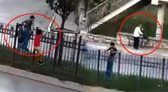 Üst geçidi kullanmayan çocuğu yakalayıp döven cani adam kamerada!