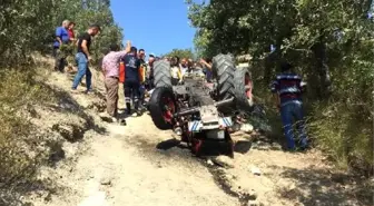 Devrilen traktördeki oğul öldü, baba yaralandı