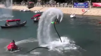 Yeşilırmak'ta flyboard gösterisi yoğun ilgi gördü