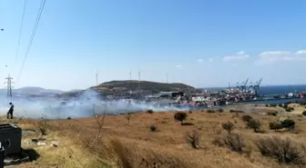 İzmir'de makilik ve otluk alanda yangın