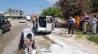 Samandağ'da seyir halindeki otomobil yandı