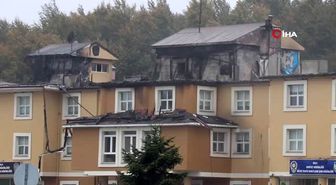 Bolu'da polis evinin çatısı alev alev yandı