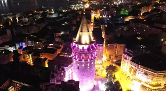 Galata Kulesi, Pembe'ye büründü