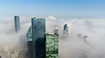 Sise bürünen gökdelenlerin eşsiz manzarası havadan görüntülendi