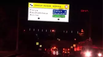 Tren yolundaki köprüye çarpan tır devrildi: 1 yaralı