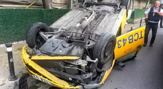 Ticari taksi takla attı: 2 yaralı