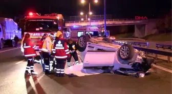 Tem'de otomobil kamyona çarpıp takla attı: 2 ölü, 1 ağır yaralı