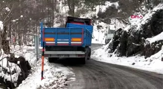 Ordu'da araçlar, buz tutan yolda kaldı, gölet dondu