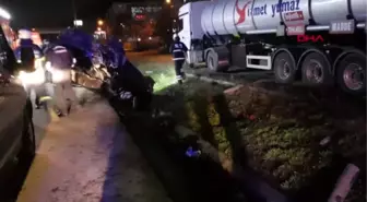 Otomobil ve tankere çarpan araç takla attı 1 ölü, 2 yaralı, 1 gözaltı
