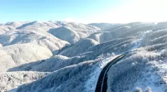 Bolu Dağı'nın kar manzarası havadan görüntülendi