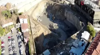 Taş Yapı'nın üç yıldır bitmeyen temel kazma çalışması havadan görüntülendi