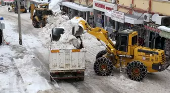 Kar yığınları kamyonlarla şehir dışına taşınıyor