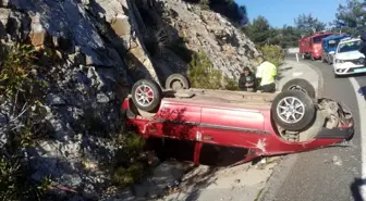 Sakar rampasındaki kazada araç ters döndü