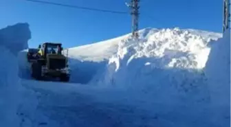 Ağrı'da kar kalınlığının 4 metreye ulaştığı köy yolu 8 saatte açıldı