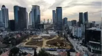 İnşaatına başlanan Levent Camii havadan görüntülendi