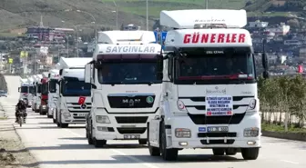 Hatay'da tır şoförlerinden Mehmetçiğe destek konvoyu