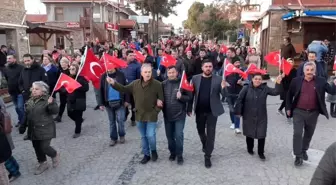 Gökçeada'da İdlib şehitleri için bayrak yürüyüşü