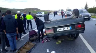 Otomobil, kamyona çarpıp takla attı: 7 yaralı