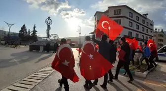 Şehit Halil İbrahim Akkaya'nın memleketinde Bahar Kalkanı Harekatı'na destek yürüyüşü