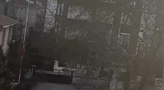 Kırklareli'nde iki öğrenci yarıya indirilmiş Türk bayrağını selamlayıp göndere çekti