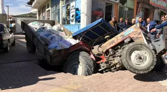 Nevşehir'de traktör çöken yola düştü