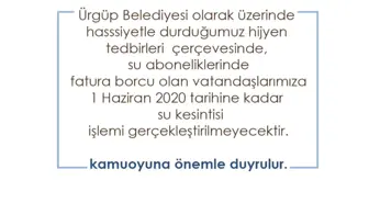 Ürgüp Belediyesi 1 Haziran'a kadar su kesintisi yapmayacak