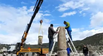 Patara'nın dev sütunları yerlerine dikiliyor