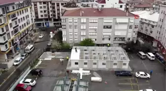 Pendik Devlet Hastanesi'ne korona virüs tedbirleri kapsamında yapılan ön tanı bölümü inşaatı...