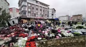 Ordu'da sebze ve meyve yüklü tır devrildi: 1 yaralı